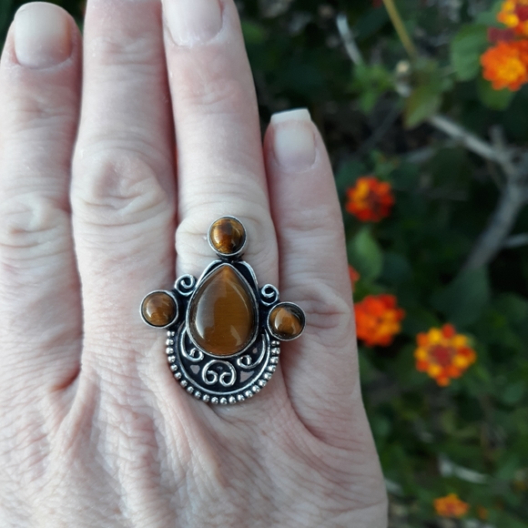 New Tiger Eye 925 Silver Ring. - Picture 3 of 8
